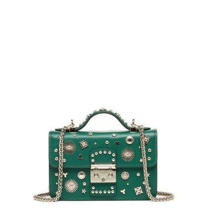 Small Leather Crossbody Bag Dark Green Purse