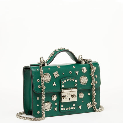 Small Leather Crossbody Bag Dark Green Purse