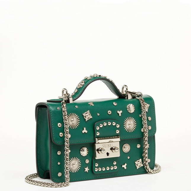 Small Leather Crossbody Bag Dark Green Purse