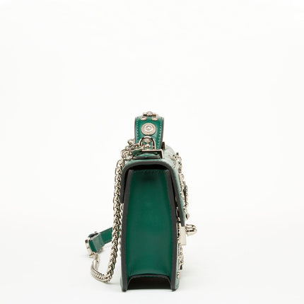 Small Leather Crossbody Bag Dark Green Purse
