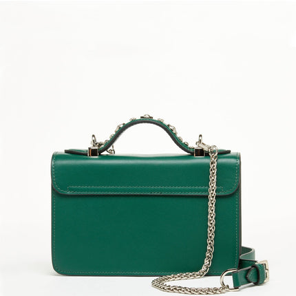 Small Leather Crossbody Bag Dark Green Purse