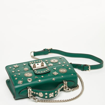 Small Leather Crossbody Bag Dark Green Purse