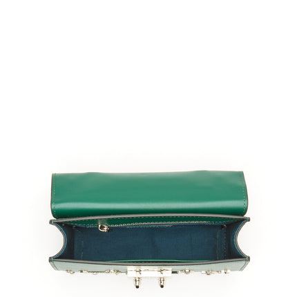 Small Leather Crossbody Bag Dark Green Purse