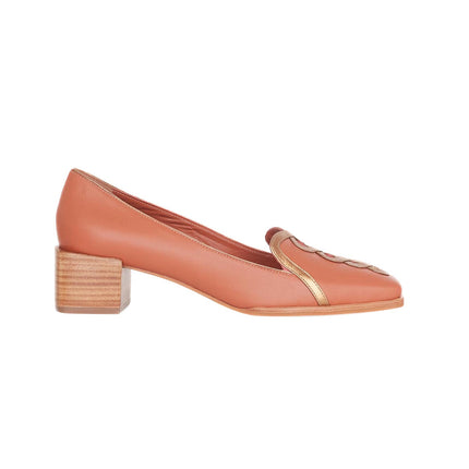 Cordía Caramel Leather Loafers – 4cm Block Heel