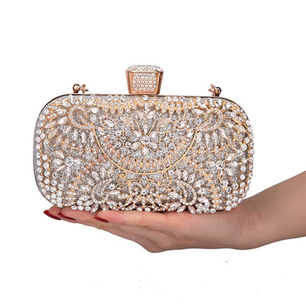 Diamond Evening Clutch Bag for Women Wedding Golden Clutch Purse Chain Shoulder Bag Small Party Handbag With Metal Handl