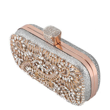 Diamond Evening Clutch Bag for Women Wedding Golden Clutch Purse Chain Shoulder Bag Small Party Handbag With Metal Handl