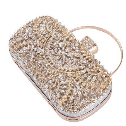 Diamond Evening Clutch Bag for Women Wedding Golden Clutch Purse Chain Shoulder Bag Small Party Handbag With Metal Handl