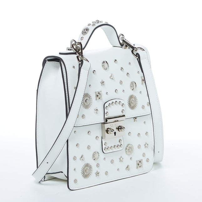 Convertible Leather Backpack Purse White Crossbody Bag