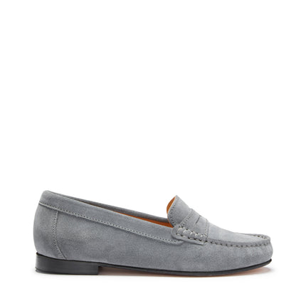 Women's Penny Loafers Leather Sole, Slate Grey Suede