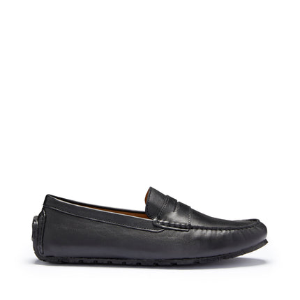 Tyre Sole Penny Driving Loafers, Black Leather