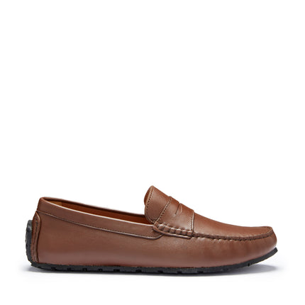 Tyre Sole Penny Driving Loafers, Brown Leather
