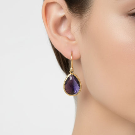 Petite Drop Earrings Amethyst Hydro Gold