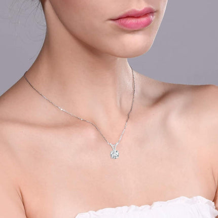 1.00 CTW AGI Certified Lab Grown Diamond Pendant - G/vs Clarity Round Cut in Choice of 14K White or Yellow Gold