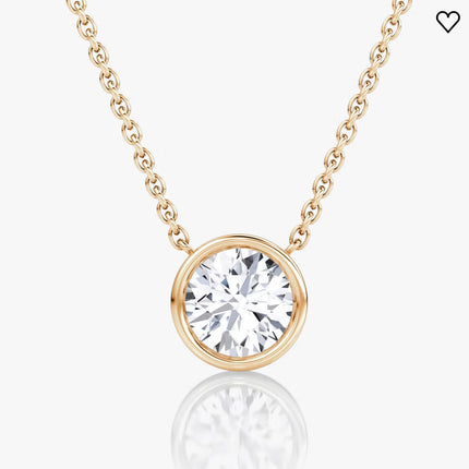 AGI Certified 1.00 Ctw Bezel Set Round Lab Grown Diamond Pendant - G/vs Clarity in Choice of 14K White or Yellow Gold