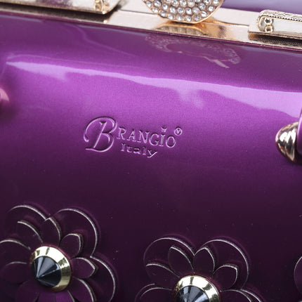Brangio Glossy Floral Embellished Handbag