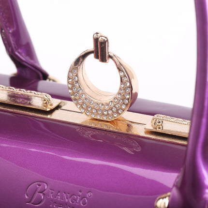 Brangio Glossy Floral Embellished Handbag