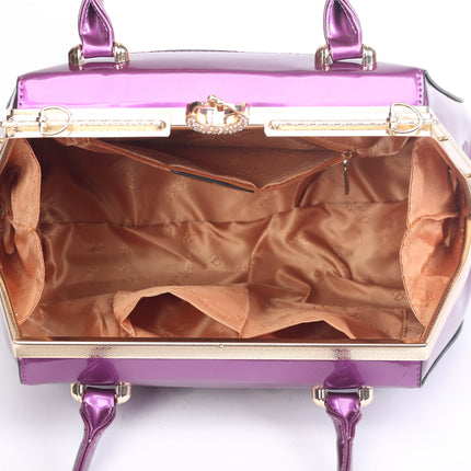 Brangio Glossy Floral Embellished Handbag
