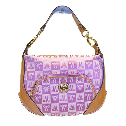 Misty Genuine Cowhide Leather Monogram Hobo Shoulder Bag  [Made in Italy]