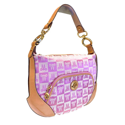 Misty Genuine Cowhide Leather Monogram Hobo Shoulder Bag  [Made in Italy]