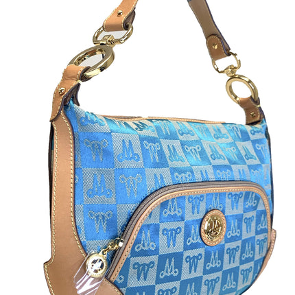 Misty Genuine Cowhide Leather Monogram Hobo Shoulder Bag  [Made in Italy]