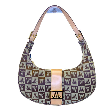 Misty Genuine Cowhide Leather Monogram Shoulder Hobo Bag  [Made in Italy]