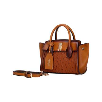 Brangio Italy  Ostrich Texture Embossed Designr Satchel Bag