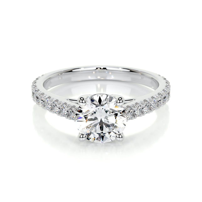 Round Brilliant Lab Grown Diamond Channel Setting Engagement Ring (F/Vs) in 14K White Gold