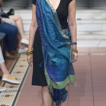 One of a Kind Handwoven Black and Gold Silk Shawl - Limited Edition