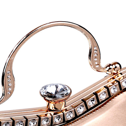 Brangio Italy Ruby Glamour Evening Handbag – Patent Faux Leather Purse With Crystal-Studded Frame & Diamond Top Clasp |