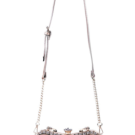 Brangio Italy Ruby Glamour Evening Handbag – Patent Faux Leather Purse With Crystal-Studded Frame & Diamond Top Clasp |