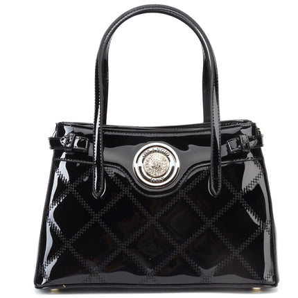 Brangio Italy Luxury Patent Quilted Satchel Bag – Designer Top Handle Handbag
