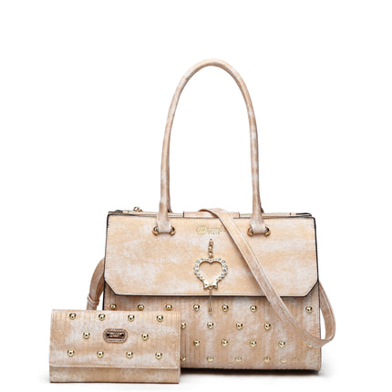 Brangio Italy Elegant Glow Heart Satchel Bag
