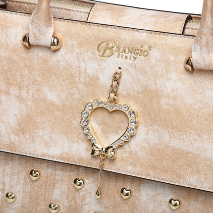 Brangio Italy Elegant Glow Heart Satchel Bag
