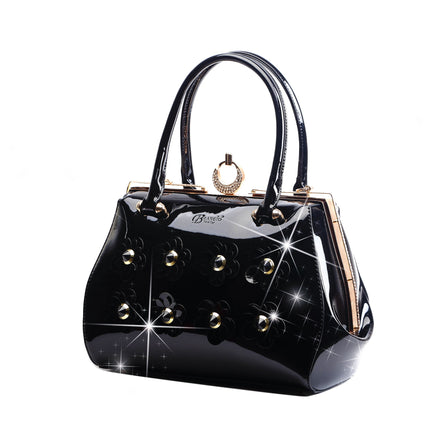 Brangio Glossy Floral Embellished Handbag