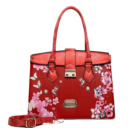 Brangio Luxe Hummingbird Floral Satchel/Wallet Set