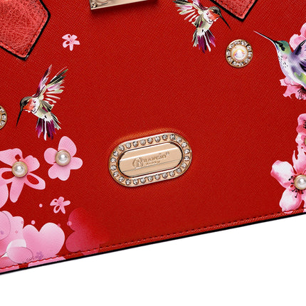 Brangio Luxe Hummingbird Floral Satchel/Wallet Set
