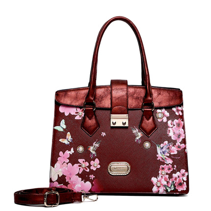 Brangio Luxe Hummingbird Floral Satchel/Wallet Set