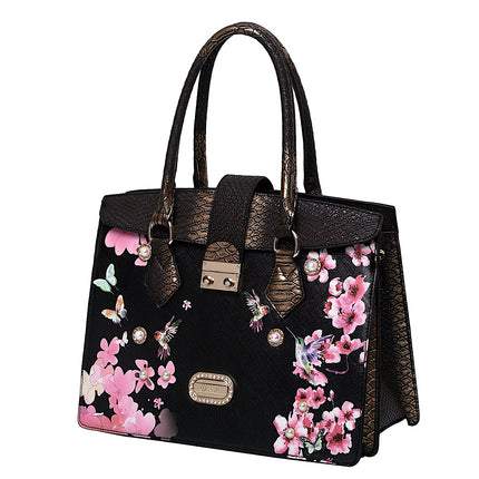Brangio Luxe Hummingbird Floral Satchel/Wallet Set