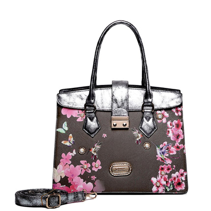 Brangio Luxe Hummingbird Floral Satchel/Wallet Set