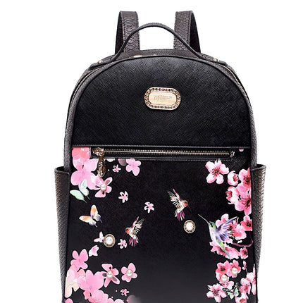 Hummingbird Crystal Laced Vegan Backpack + Wallet
