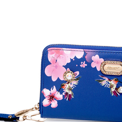 Hummingbird Bloom Vegan Leather Handle Bag + Wallet
