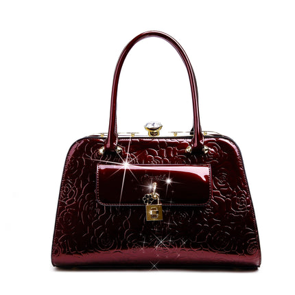 Brangio Italy Elegant Luxury Floral Embossed Designer Handbag
