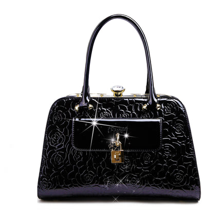Brangio Italy Elegant Luxury Floral Embossed Designer Handbag