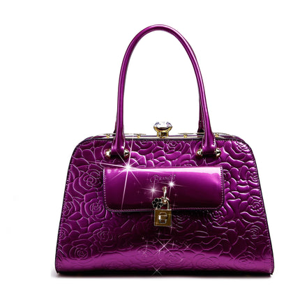 Brangio Italy Elegant Luxury Floral Embossed Designer Handbag