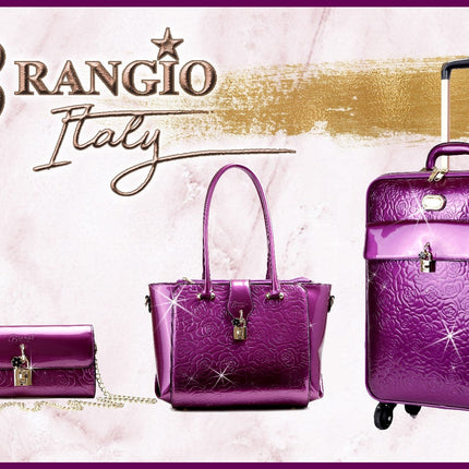 Brangio Italy Elegant Floral Embossed Designer Handbag
