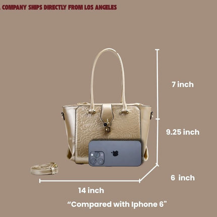 Brangio Italy Elegant Floral Embossed Designer Handbag