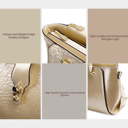 Brangio Italy Elegant Floral Embossed Designer Handbag