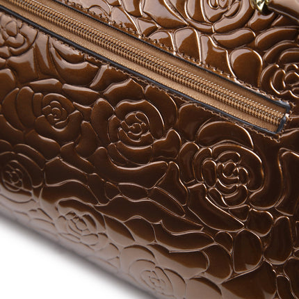 Brangio Italy Elegant Luxury Floral Embossed Designer Handbag