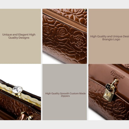 Brangio Italy Elegant Luxury Floral Embossed Designer Handbag