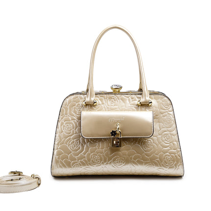 Brangio Italy Elegant Luxury Floral Embossed Designer Handbag
